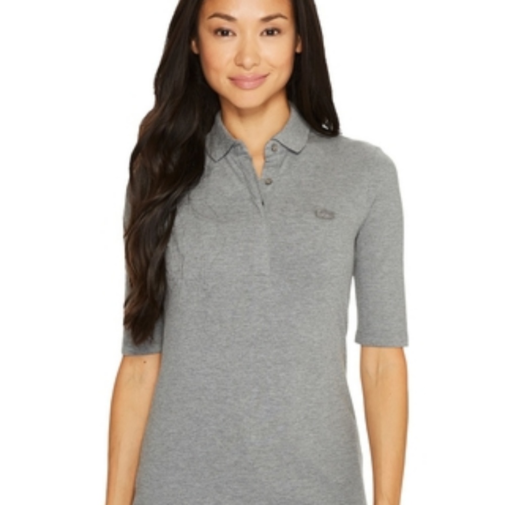Lacoste Elbow Length Sleeve Gray Polo - 38